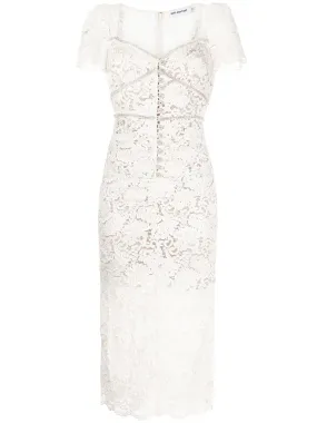 Cream Cord Lace Midi Dress