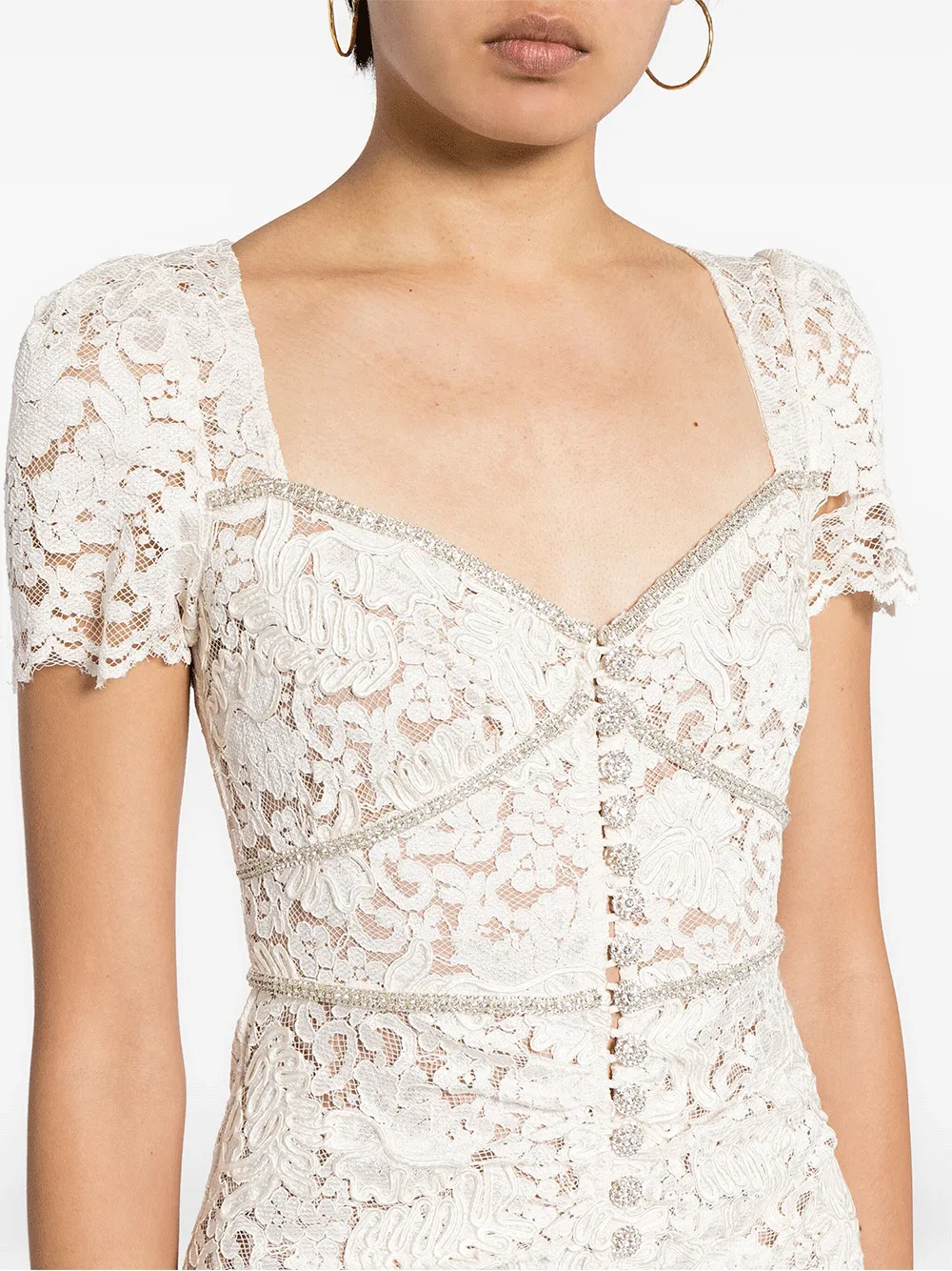 Cream Cord Lace Midi Dress