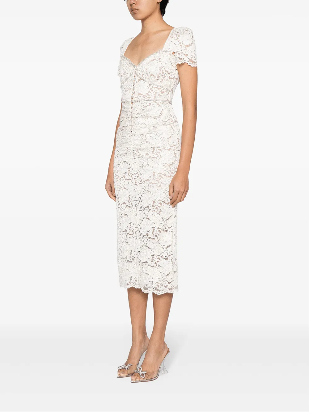 Cream Cord Lace Midi Dress
