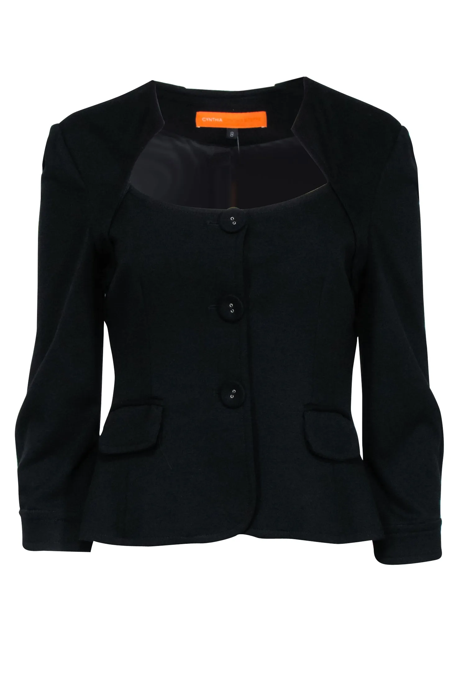 Cynthia Steffe - Black Scoop Neckline Button Blazer Sz 8