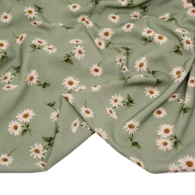 Deadstock Darling Daisies Viscose Challis - Celadon/Parchment