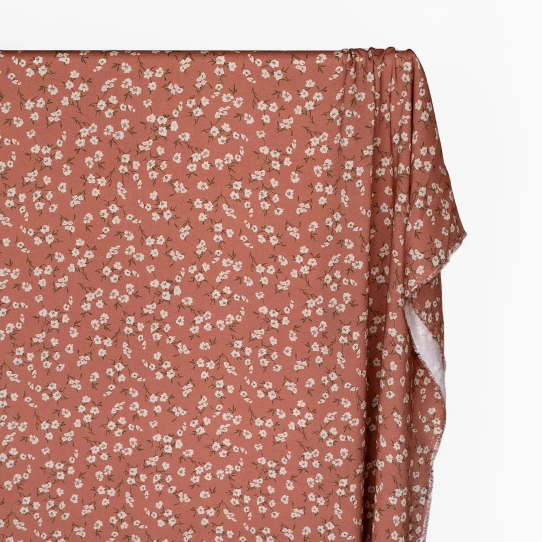 Deadstock Vintage Charm Viscose Challis - Dusty Apricot/Parchment