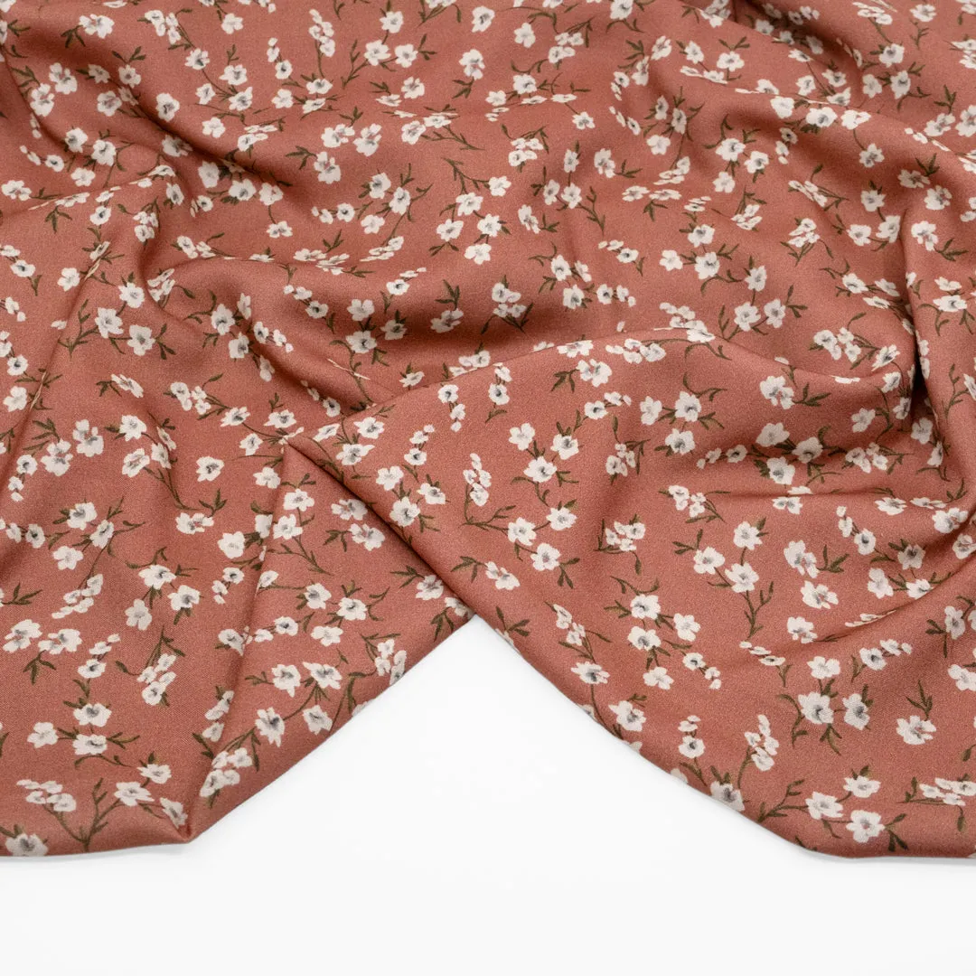 Deadstock Vintage Charm Viscose Challis - Dusty Apricot/Parchment