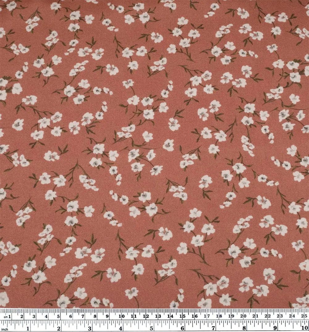 Deadstock Vintage Charm Viscose Challis - Dusty Apricot/Parchment