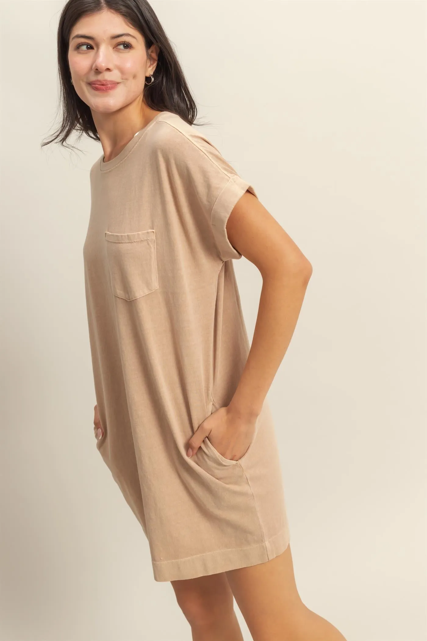 DZ25A916-Unwind In Style T Shirt Mini Dress