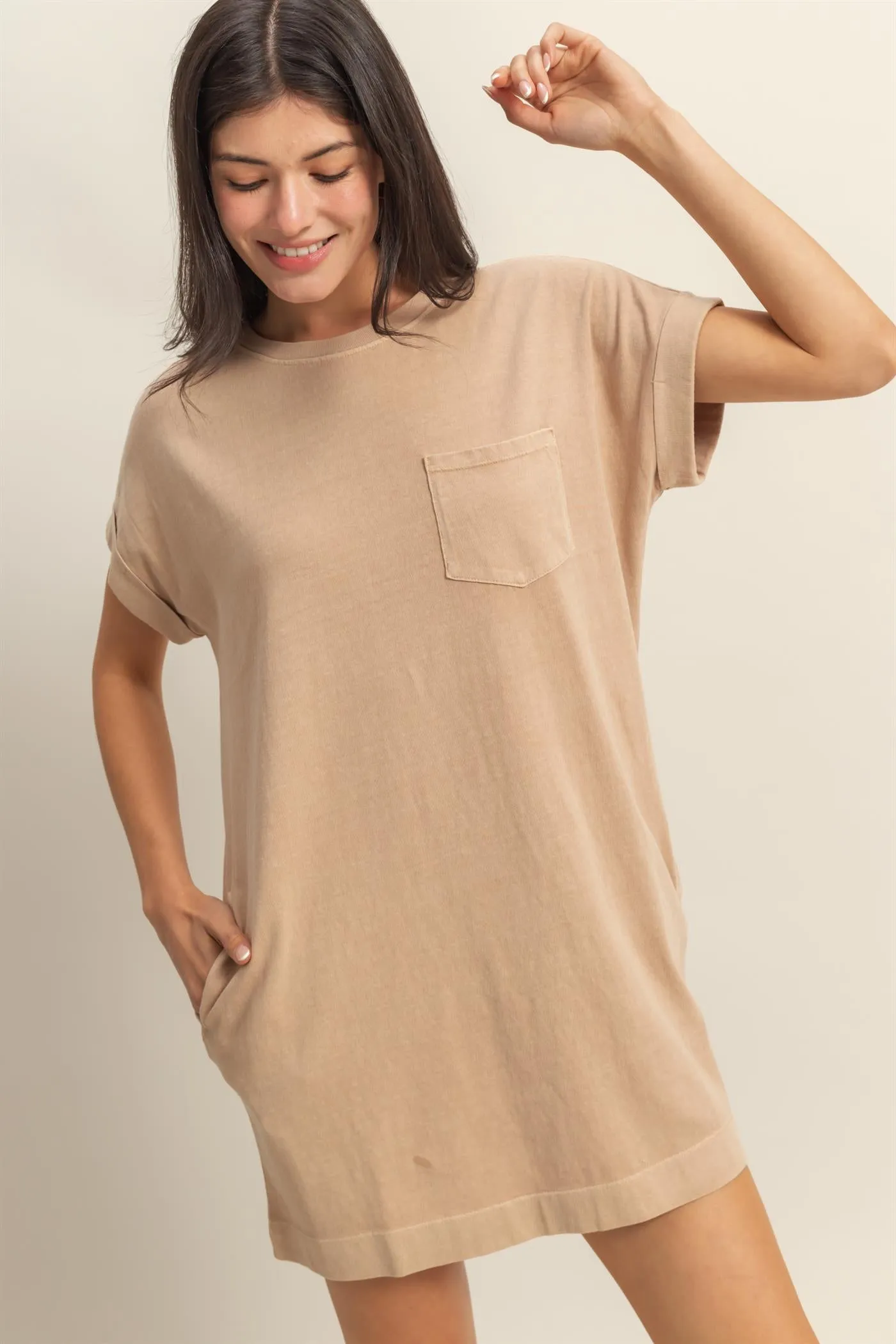 DZ25A916-Unwind In Style T Shirt Mini Dress
