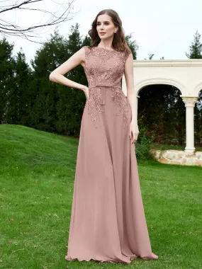 Elegant Illusion Lace Appliqued Dress With Buttons Vintage Mauve Plus Size