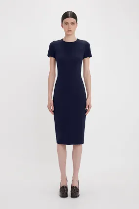 Fitted T-Shirt Dress In Ink Blue