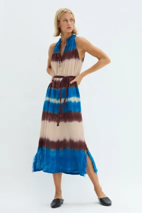 Gauze Lapis Multi Halter Dress