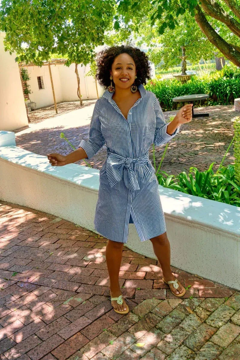 Gretchen Scott - Dress - Breezy Blouson - Navy Gingham