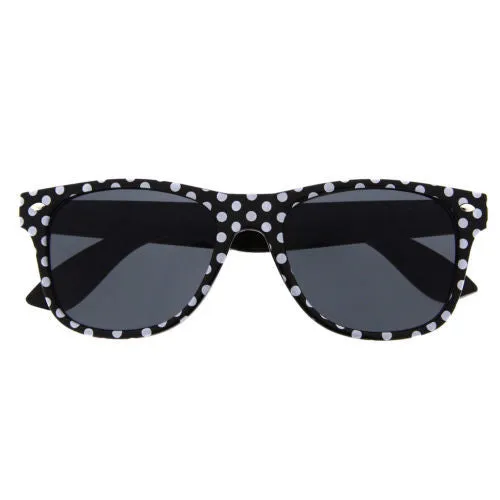 grinderPUNCH Retro Wayfarer Inspired Classic Sunglasses Cute Polka Dot