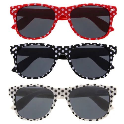 grinderPUNCH Retro Wayfarer Inspired Classic Sunglasses Cute Polka Dot