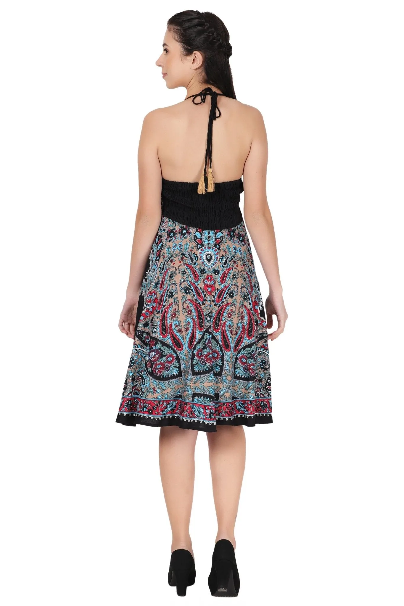 Halter Top Elastic Back Mid-Length Batik Dress PD-9706