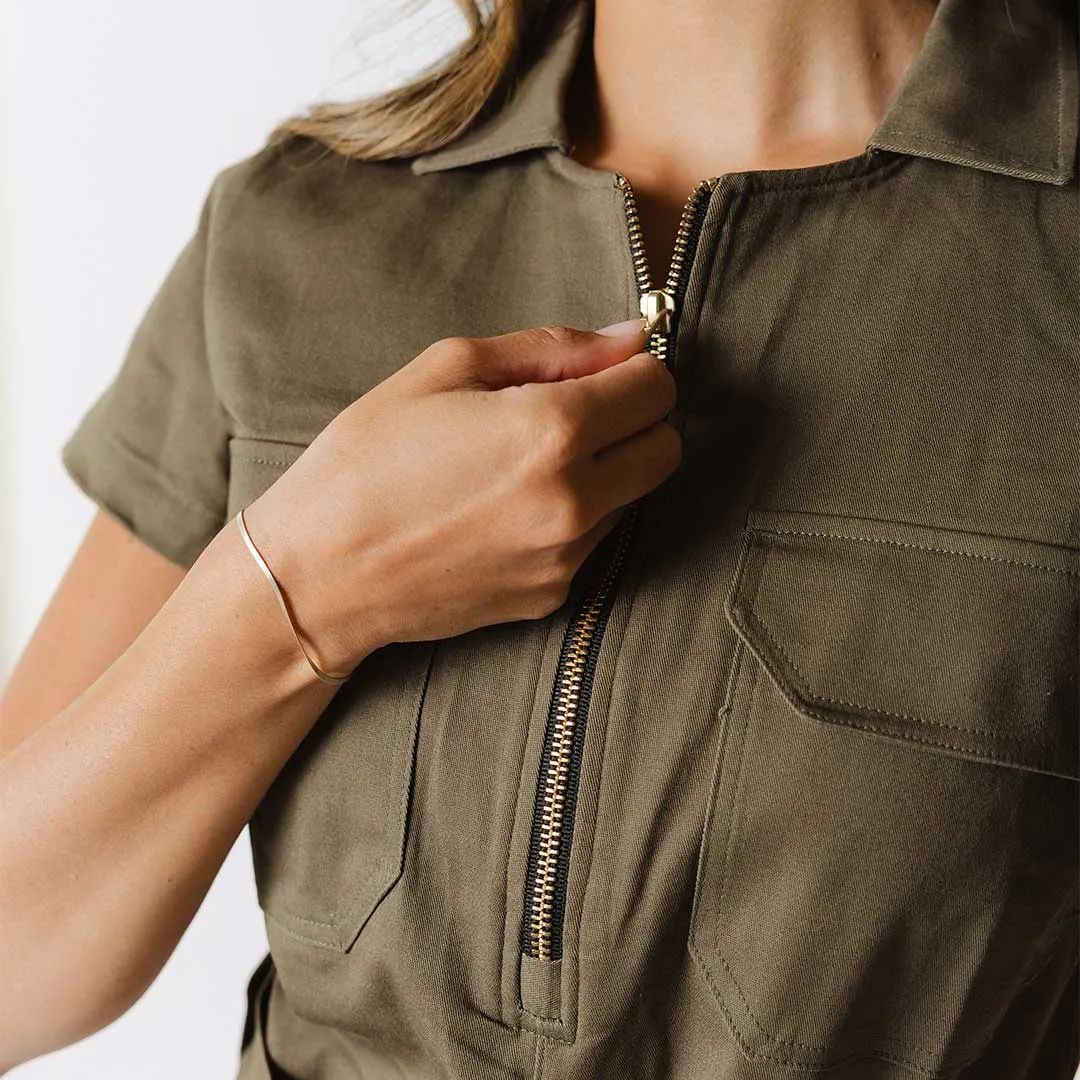 Hamptons Dress, Olive Canvas