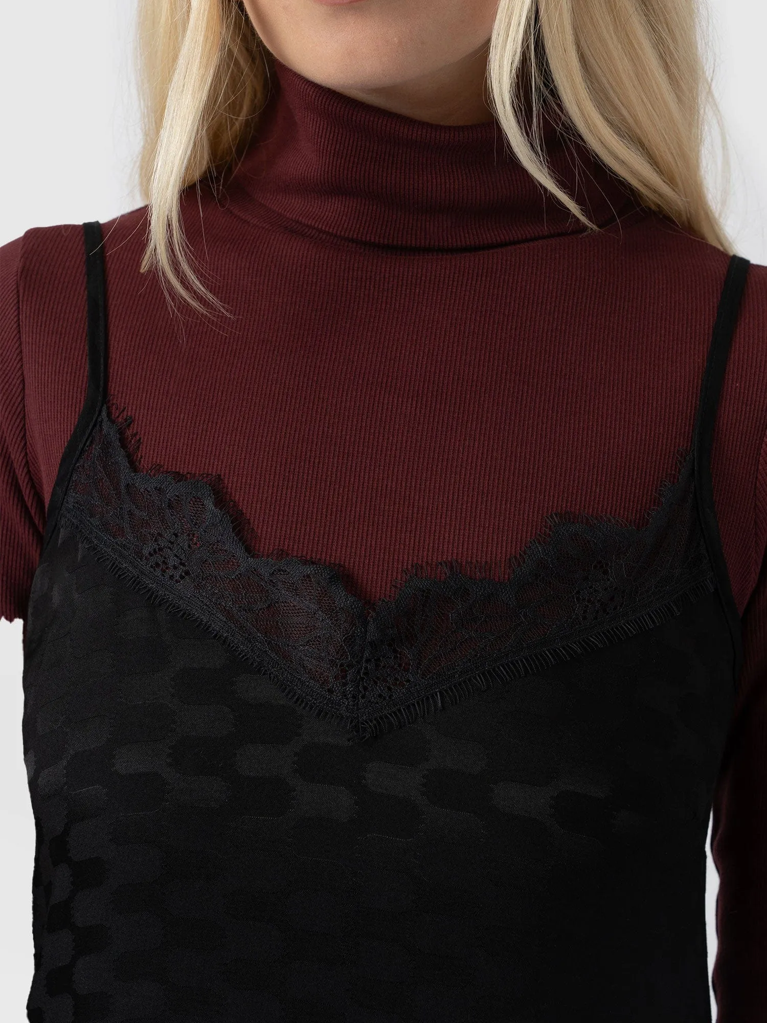 Harper Lace Cami Dress - Black Jacquard