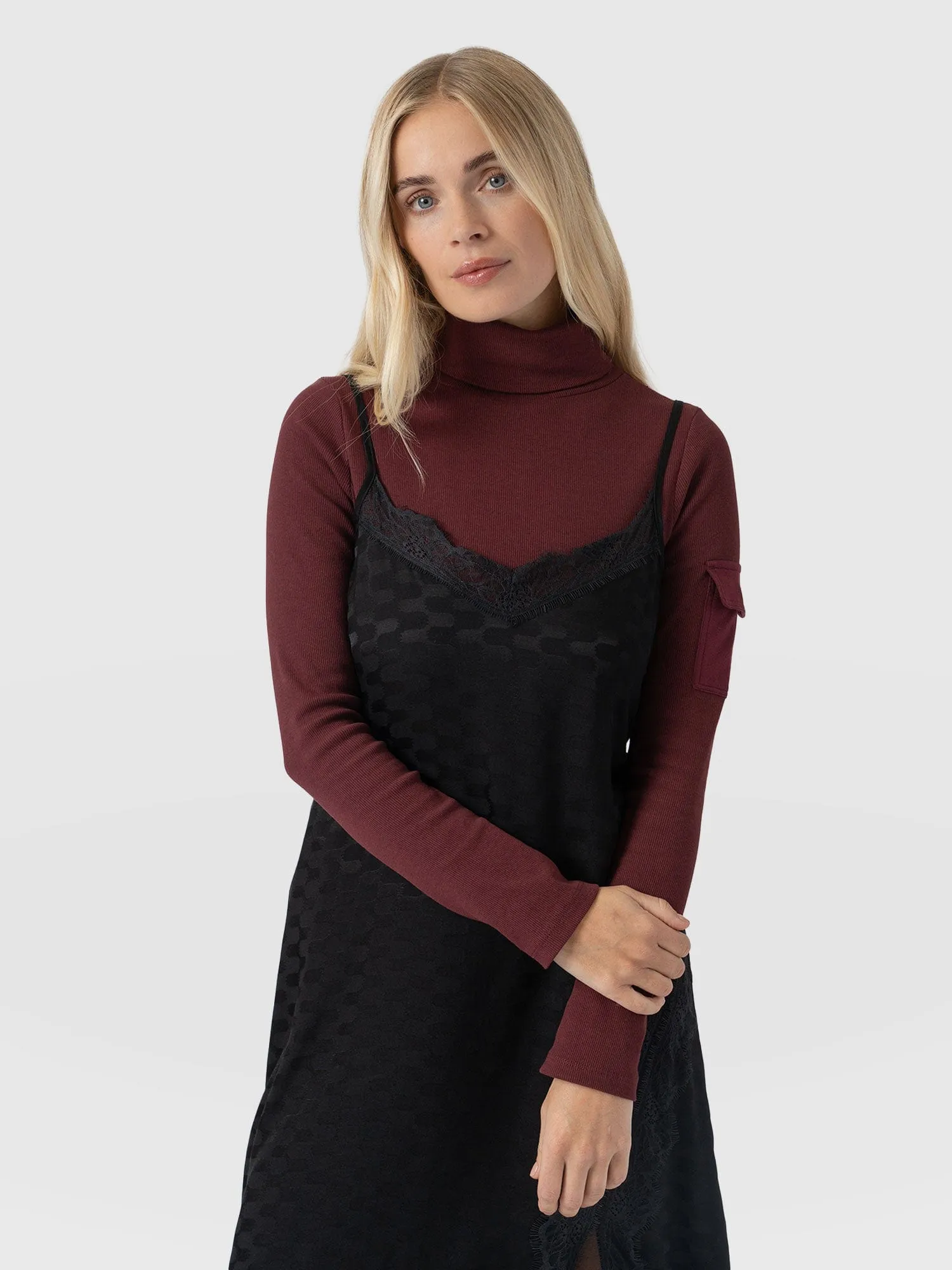 Harper Lace Cami Dress - Black Jacquard