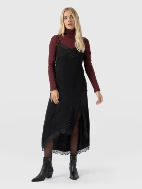 Harper Lace Cami Dress - Black Jacquard