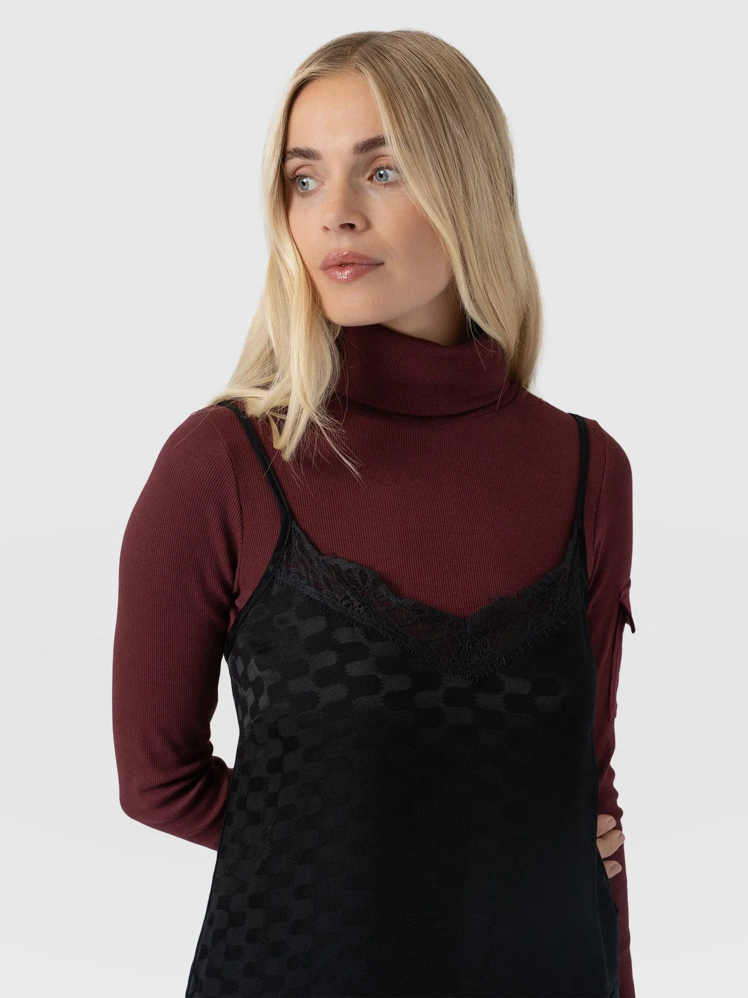 Harper Lace Cami Dress - Black Jacquard