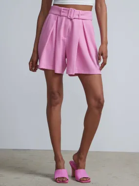 High-Waisted Belted Crepe Short