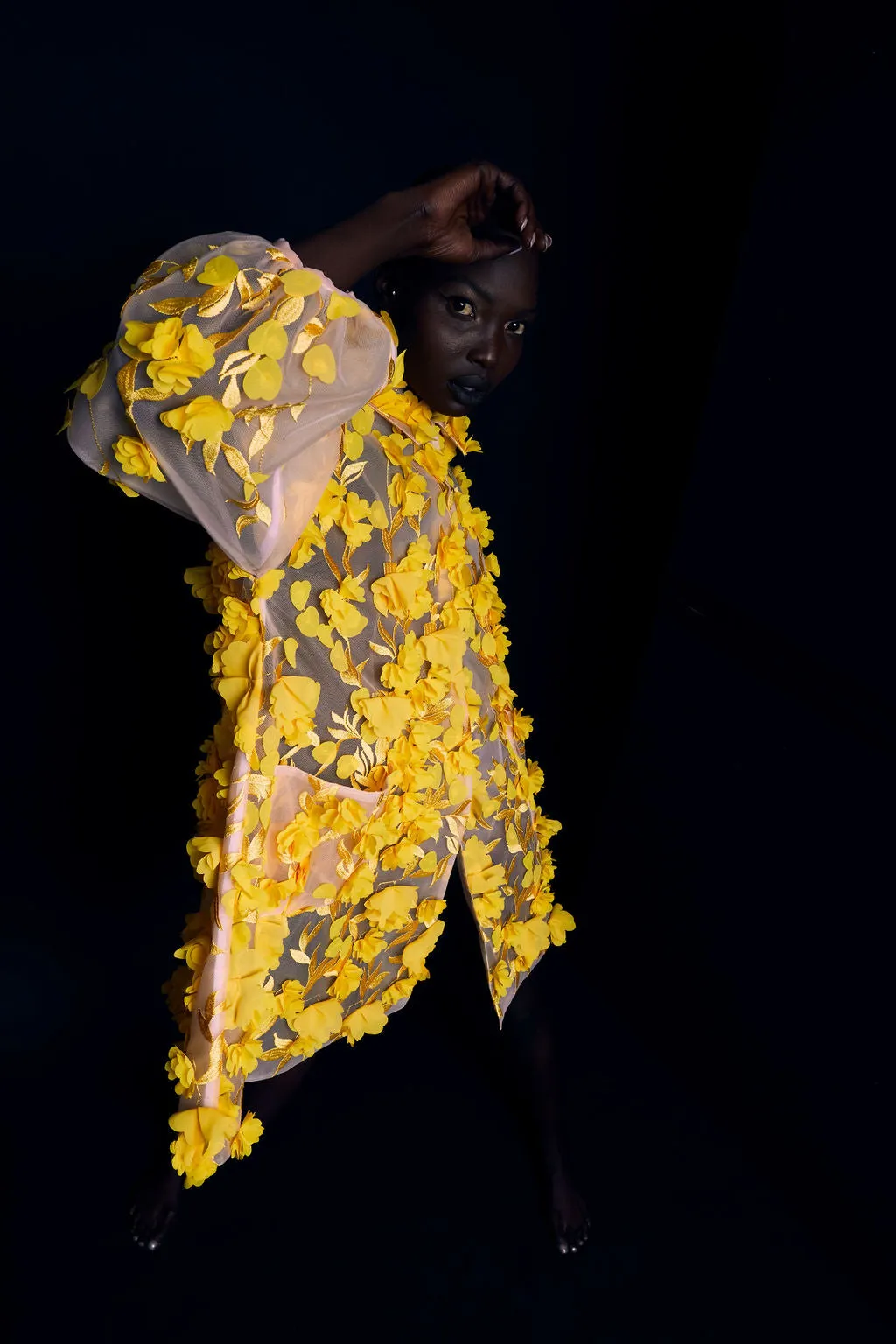 Hinata 3D Floral Coat Dress
