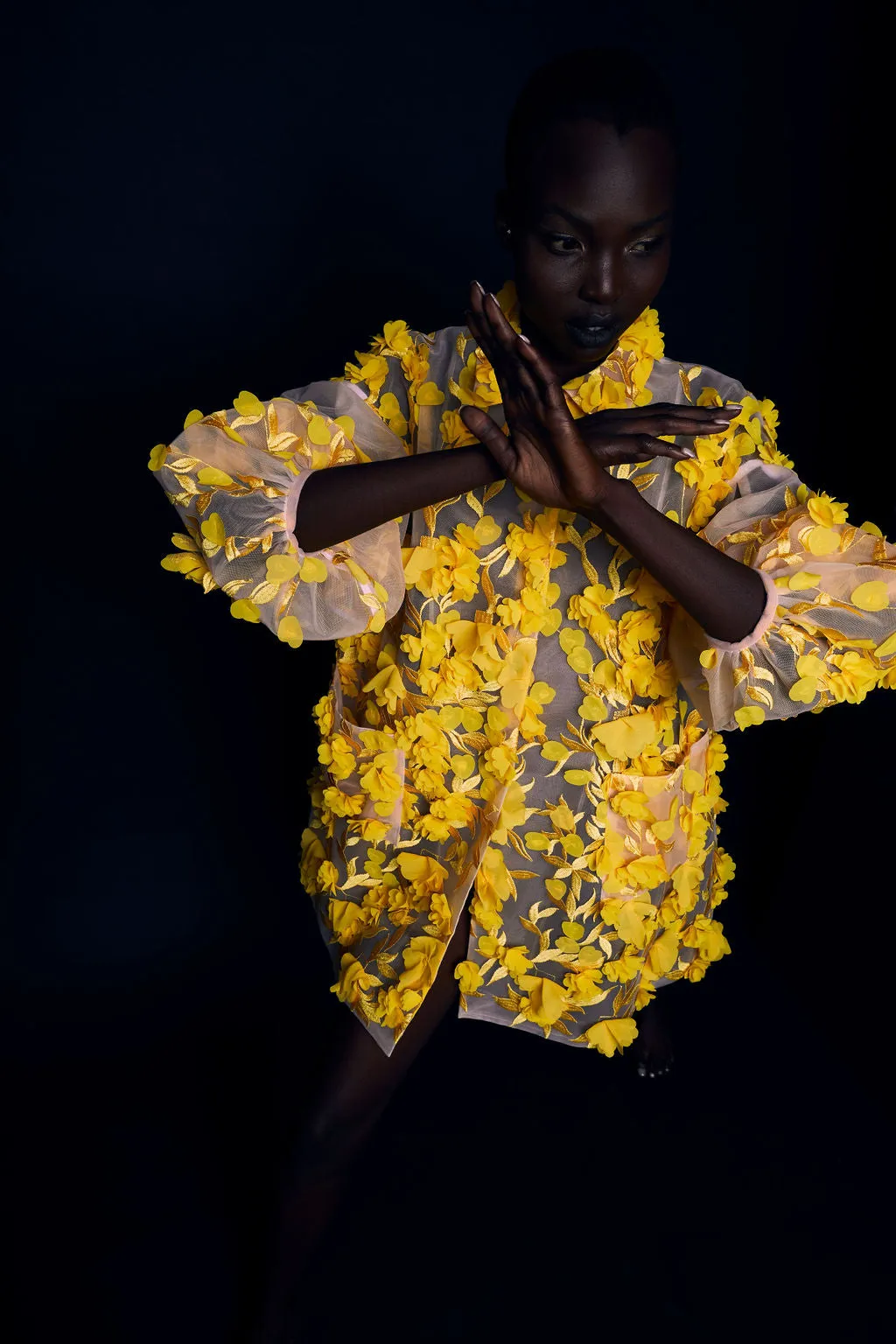 Hinata 3D Floral Coat Dress