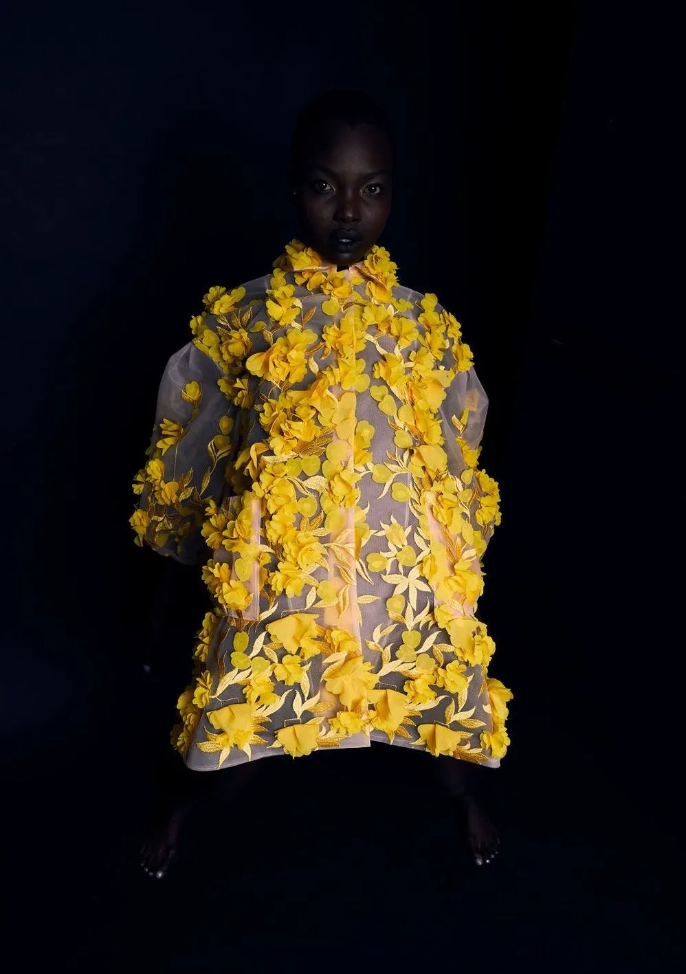 Hinata 3D Floral Coat Dress