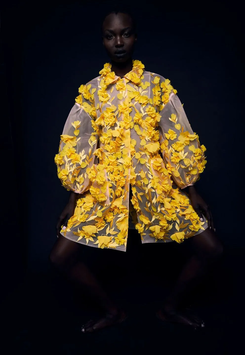 Hinata 3D Floral Coat Dress