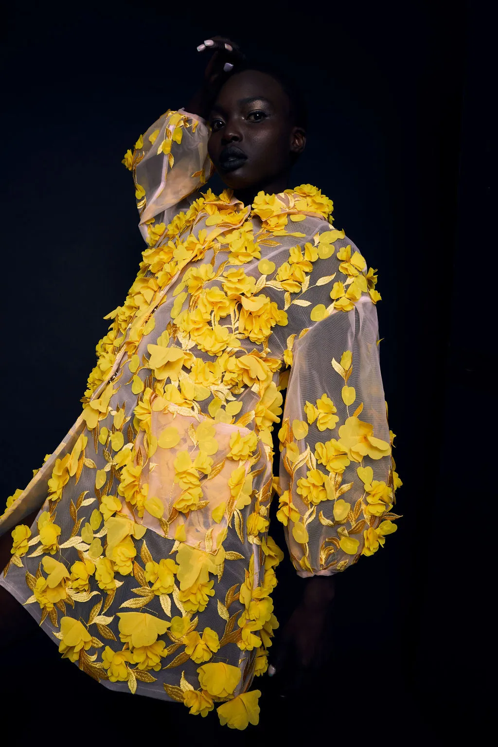 Hinata 3D Floral Coat Dress