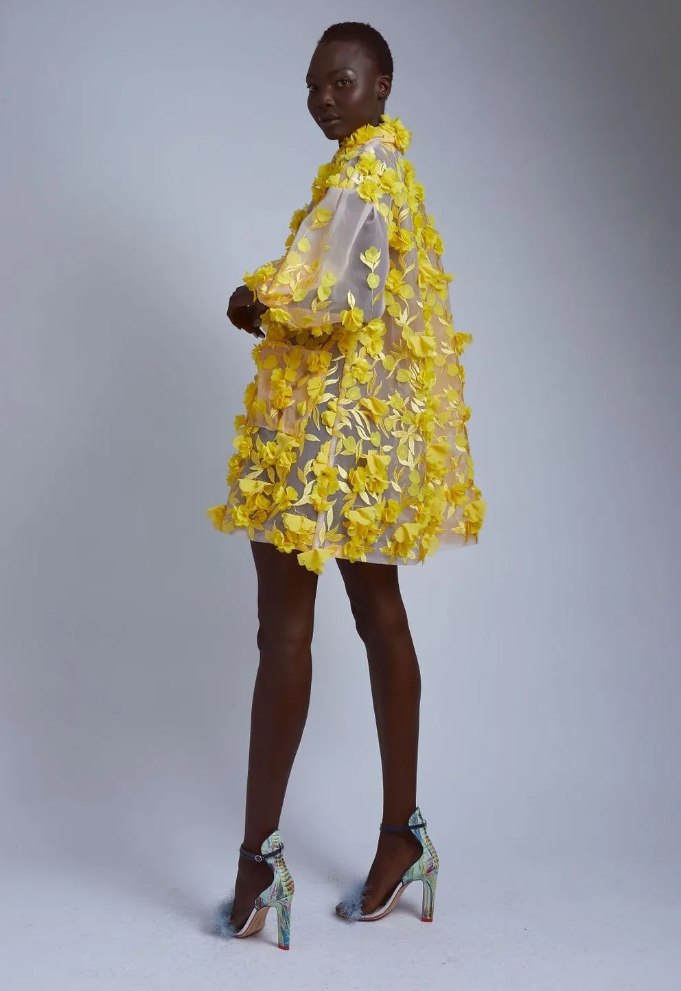 Hinata 3D Floral Coat Dress