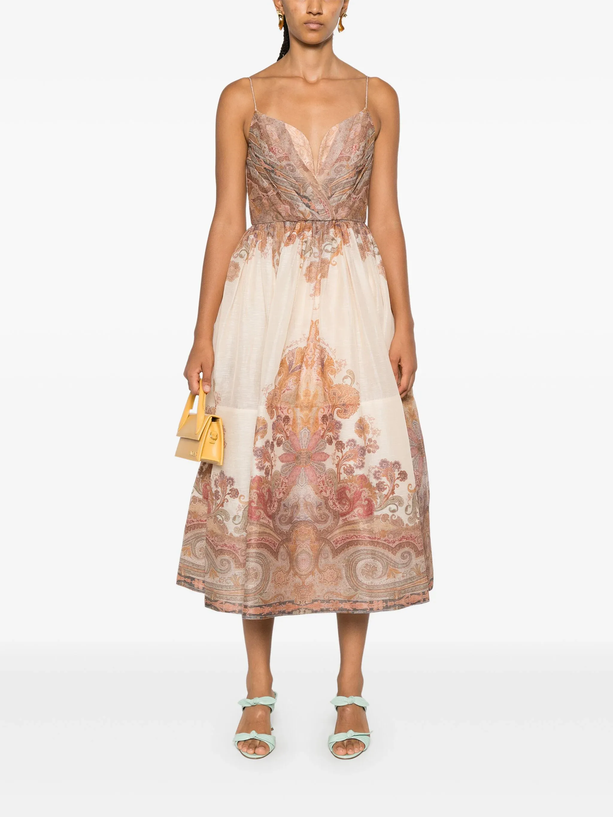 Illustration Draped Midi Dress