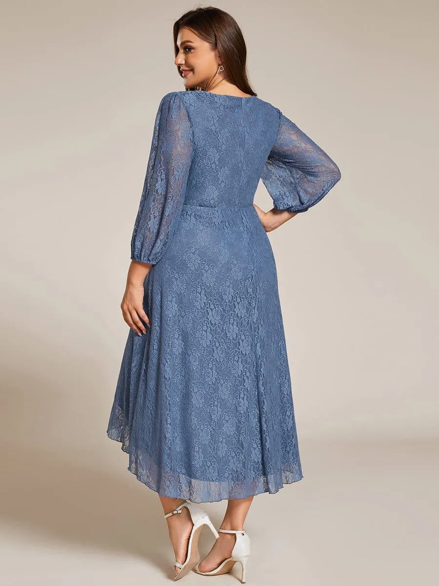 Irene | Elegant Lace A-Line Long Sleeves Midi Wedding Guest Dress