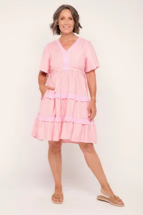 Iris Short Dress in Sunrise Stripes