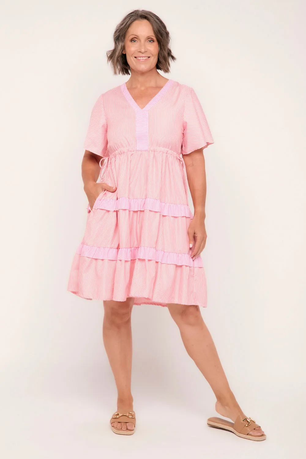 Iris Short Dress in Sunrise Stripes