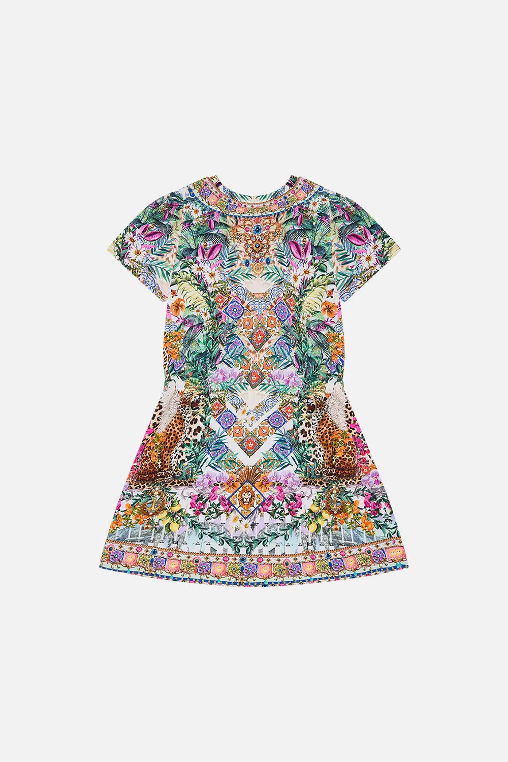 JERSEY TEE DRESS WITH ELASTICATED WAIST 12-14 FLOWERS OF NEPTUNE