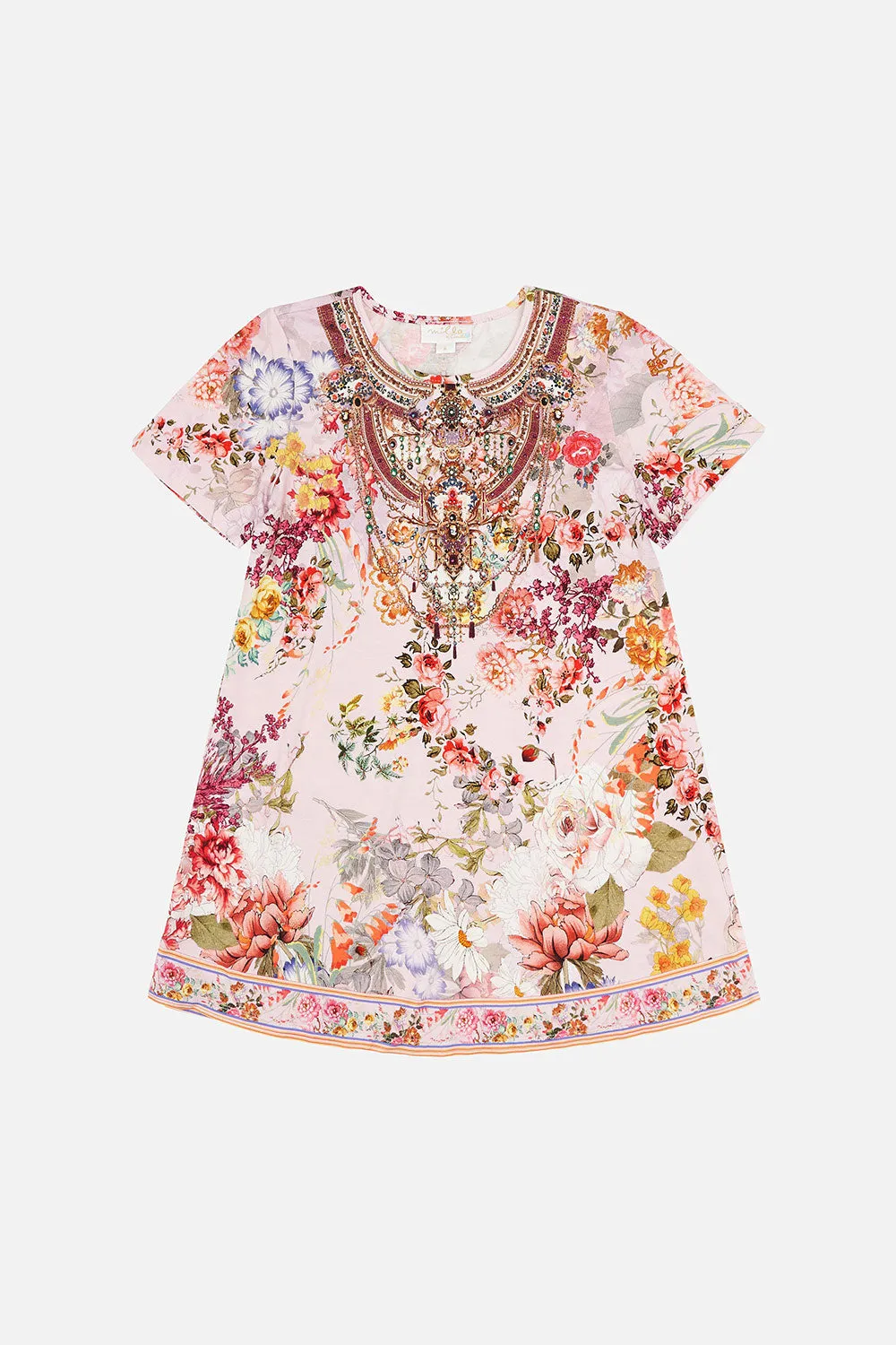 KIDS TSHIRT DRESS WITH FLARE HEM 12-14 FLOWER CHILD