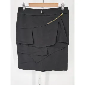 Larry Levine Womens Sz 6 Knee Length Pencil Skirt Black Ruffled Career