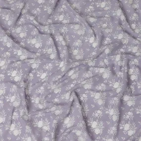 Light lilac cotton voile fabric with beige print in floral design-D15158