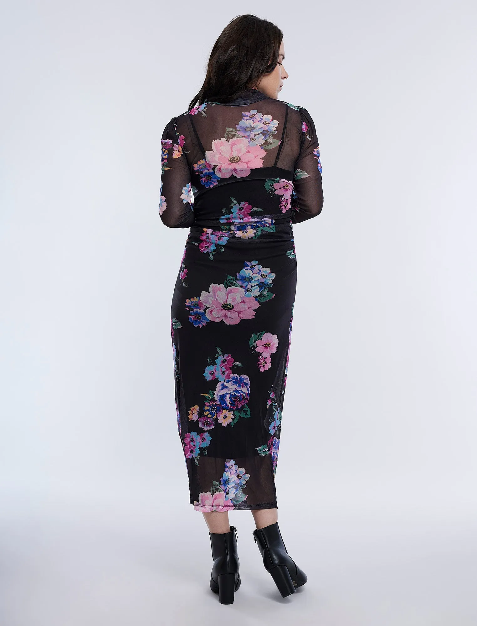 Long Sleeve Bodycon Maxi Dress in Mesh