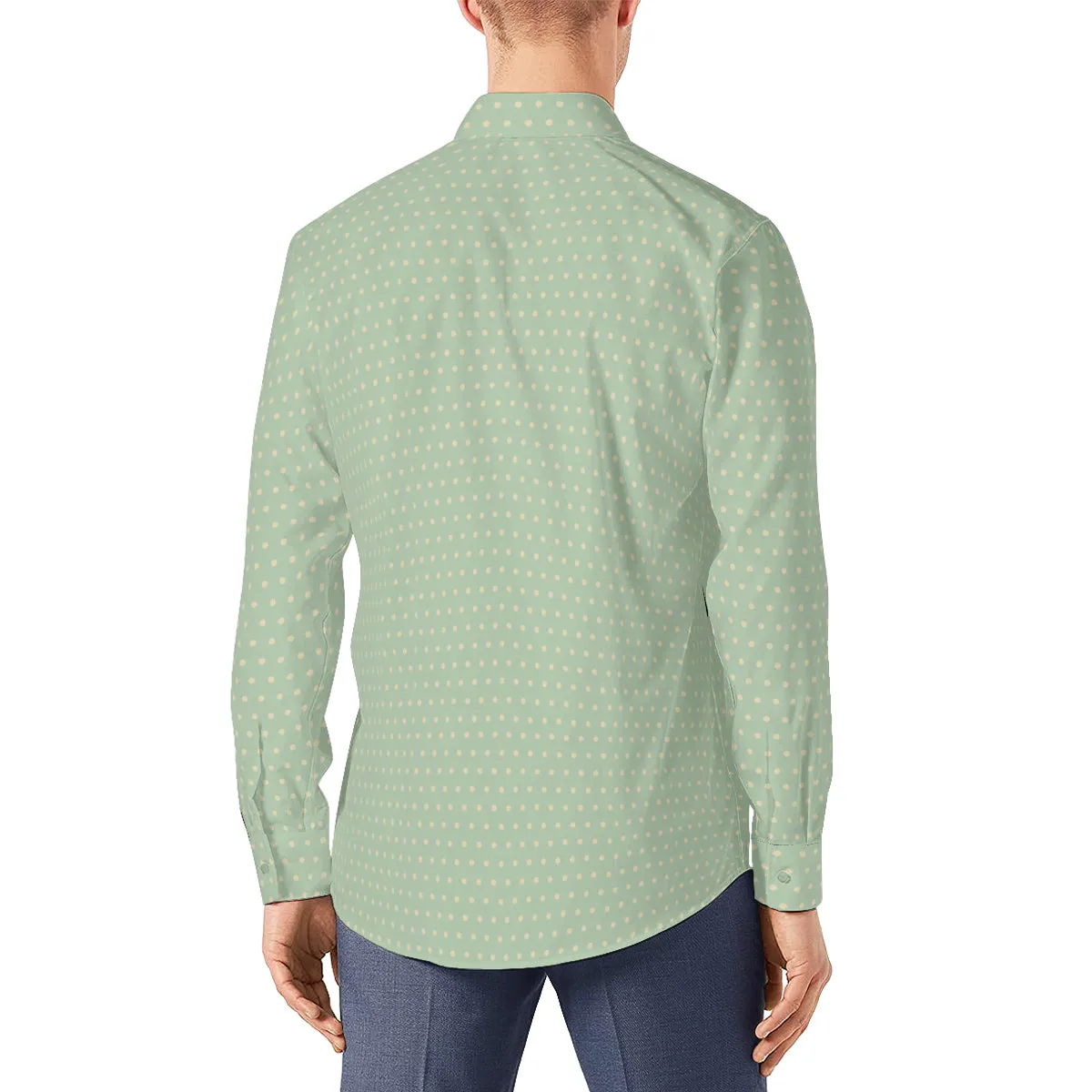 Men's Mint Green Shirt | Retro Vintage Style | Modern Classic Menswear | Mint Green Polka Dot Dress Shirt Men