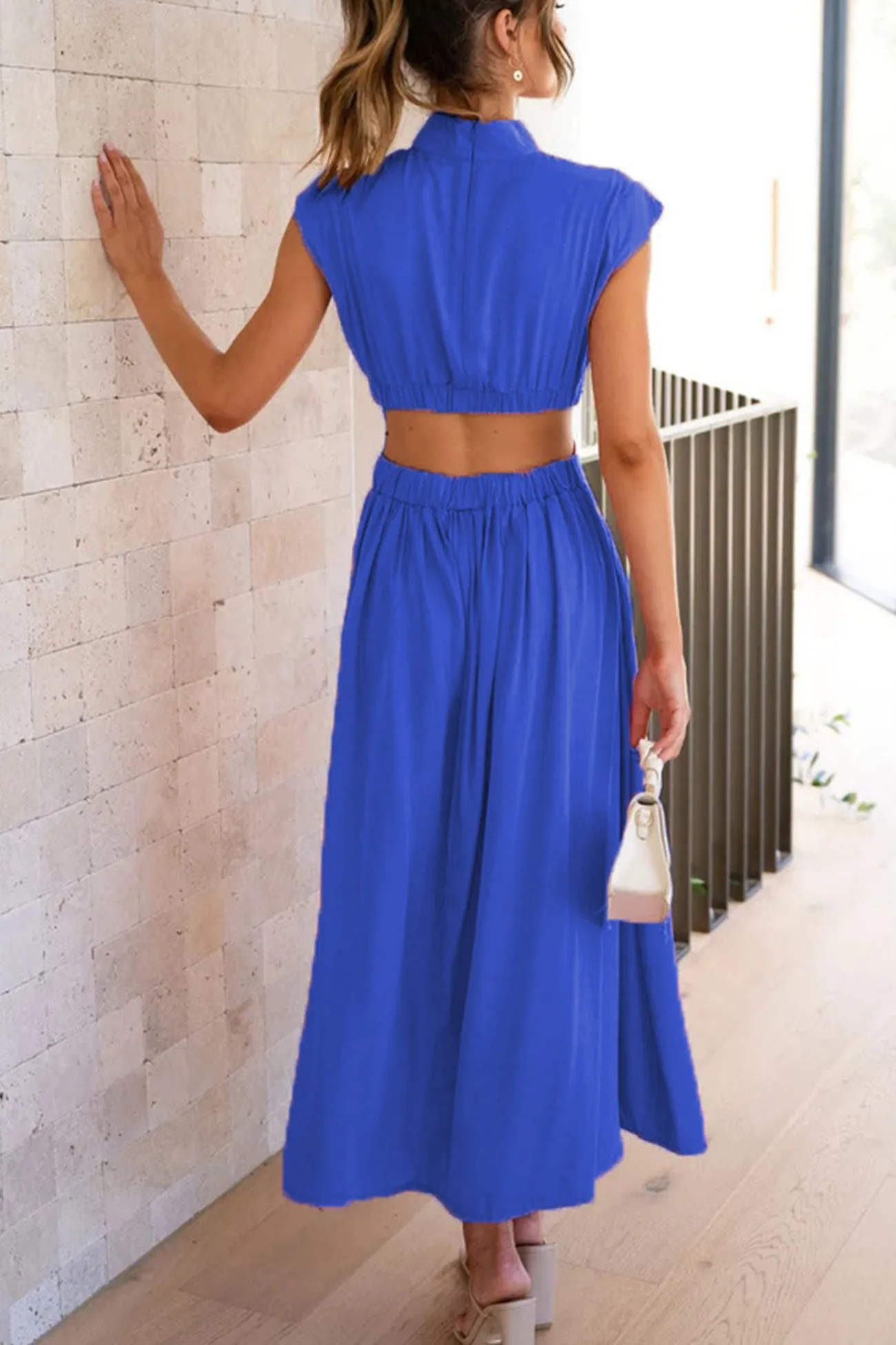Mock Neck Cutout Midi Dress