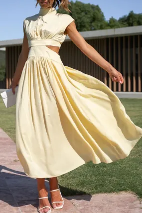 Mock Neck Cutout Midi Dress