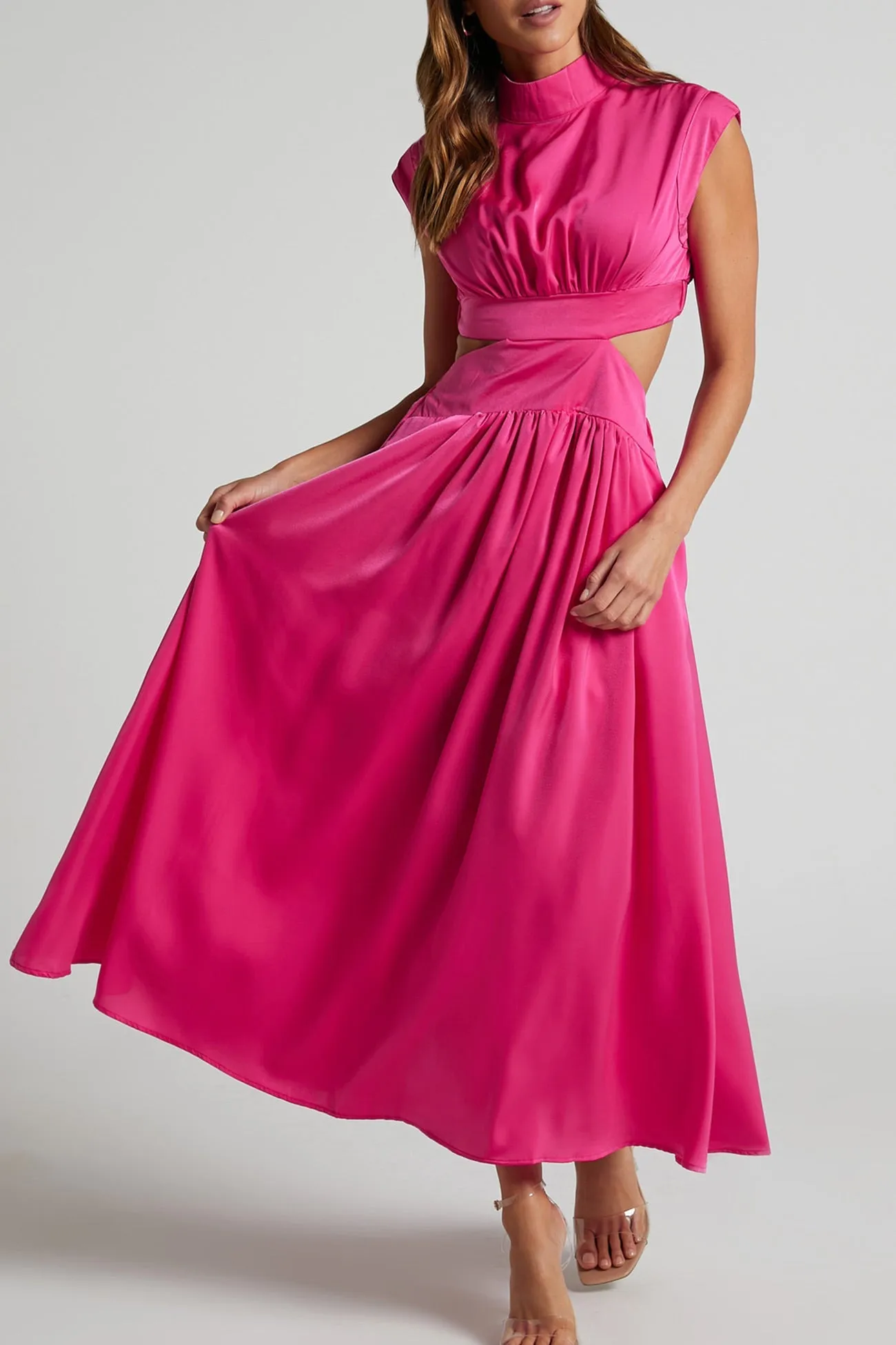 Mock Neck Cutout Midi Dress