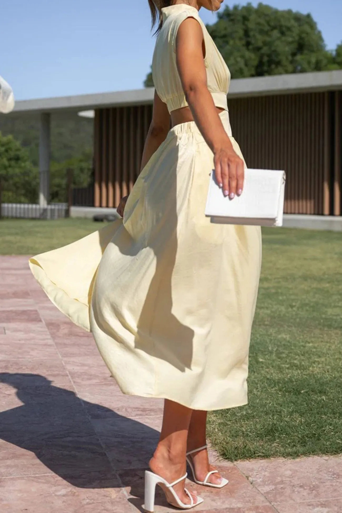 Mock Neck Cutout Midi Dress