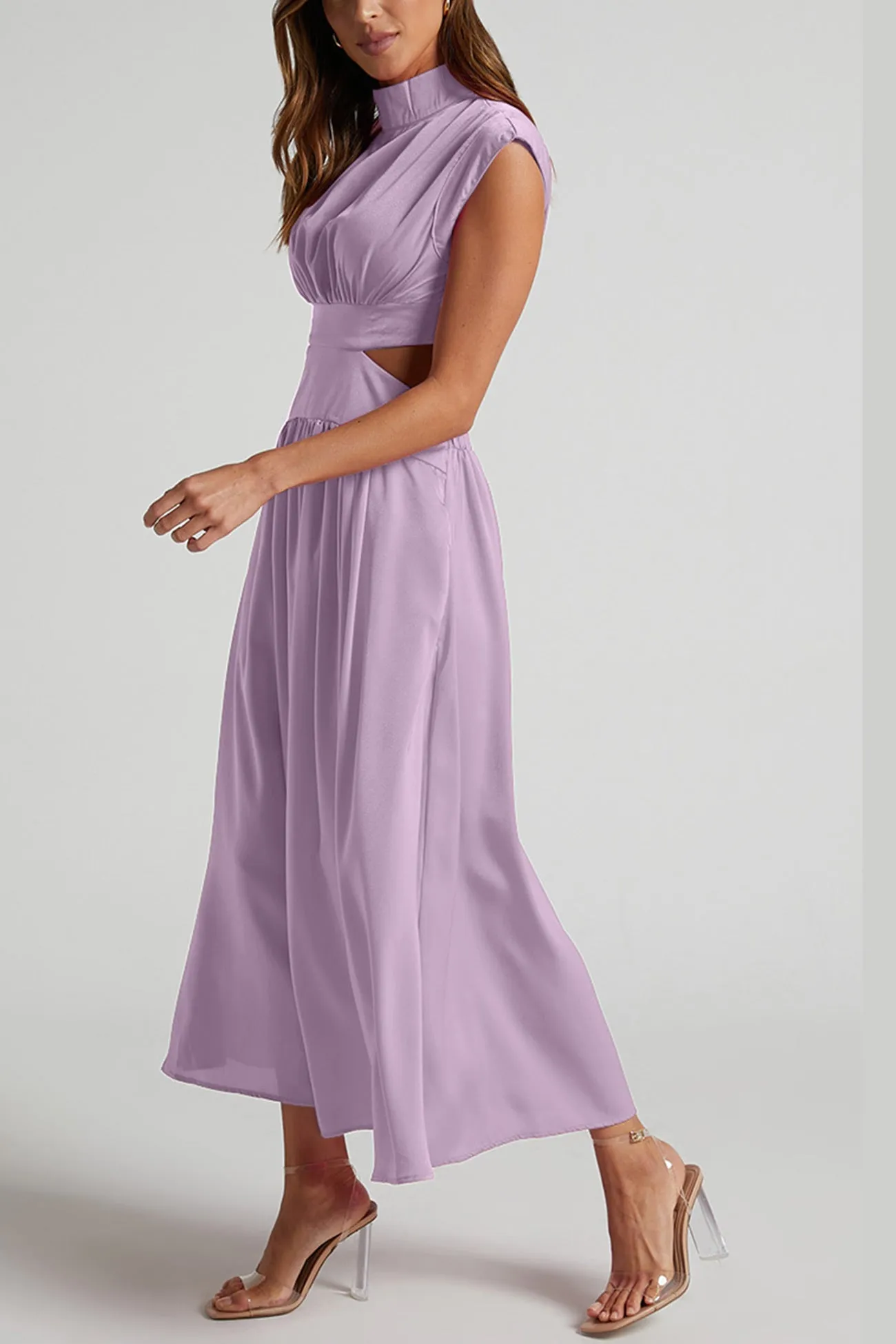 Mock Neck Cutout Midi Dress