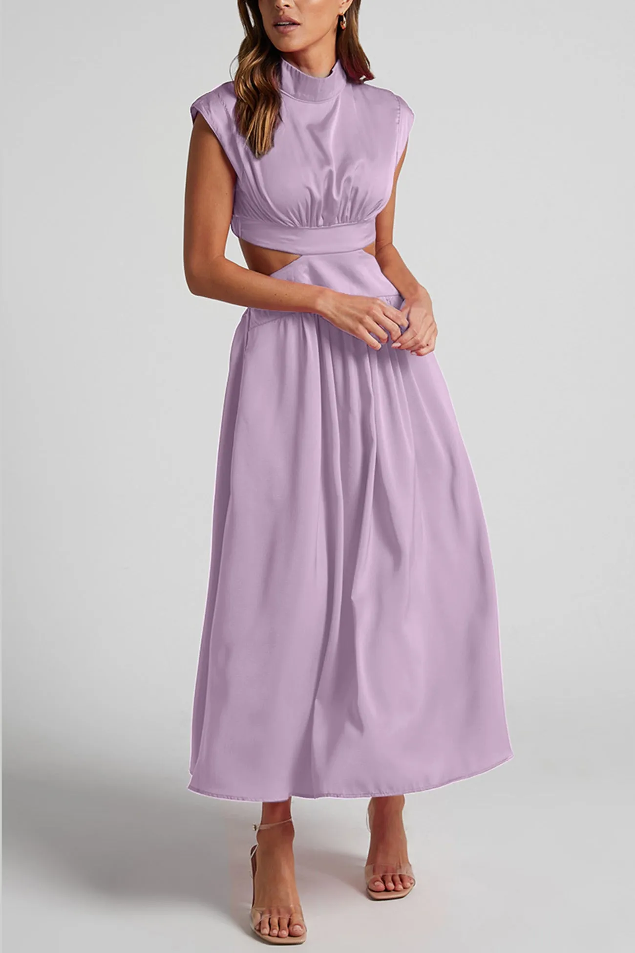 Mock Neck Cutout Midi Dress