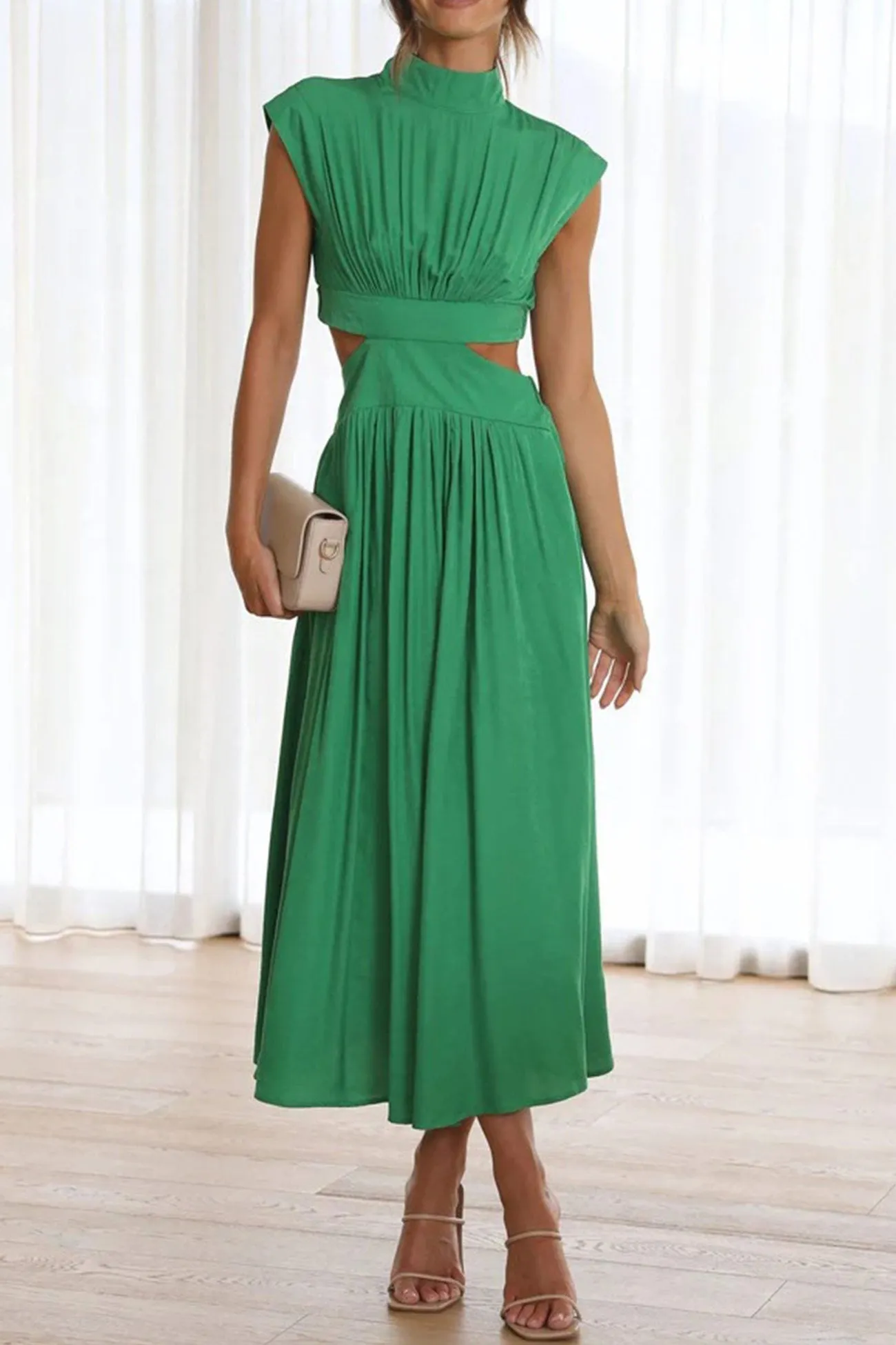 Mock Neck Cutout Midi Dress