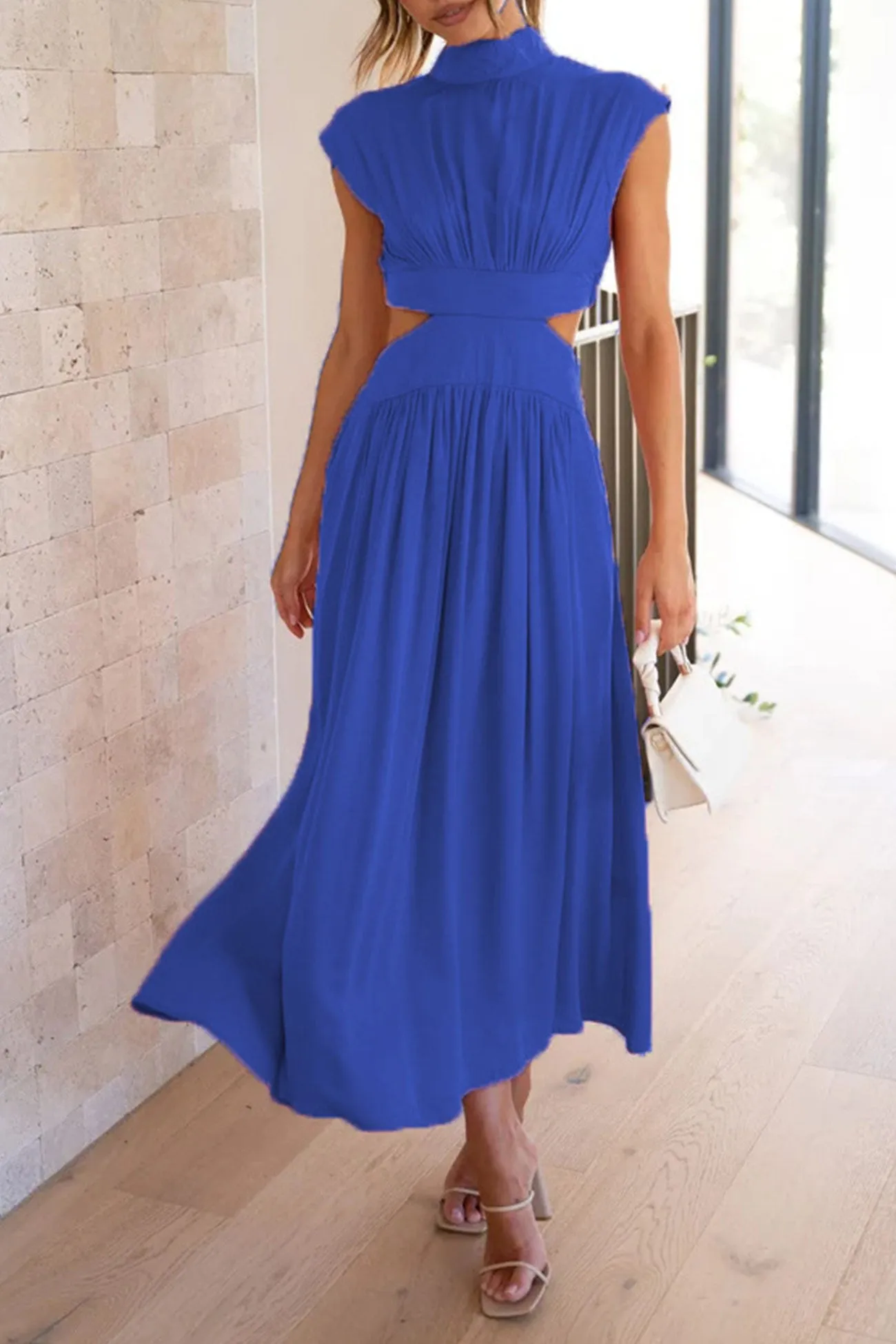 Mock Neck Cutout Midi Dress