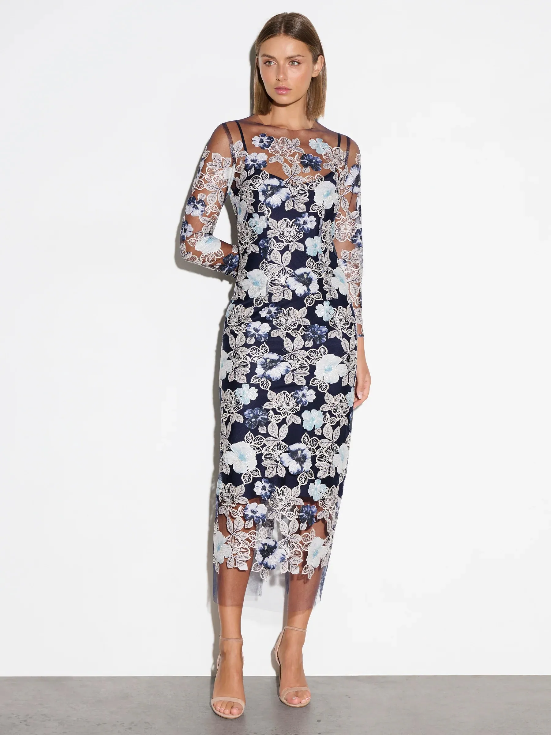 Moss & Spy Cecilia Dress - Navy Beige