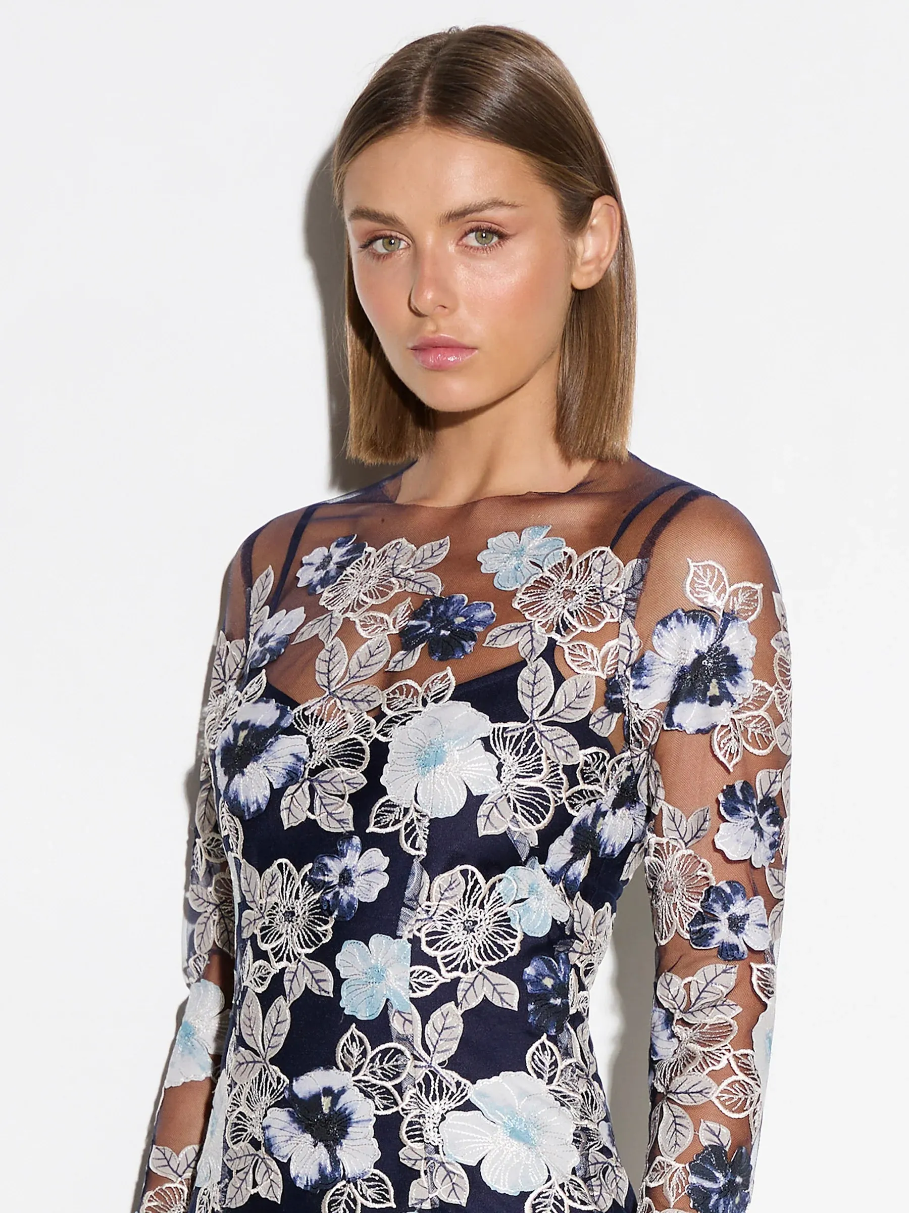 Moss & Spy Cecilia Dress - Navy Beige