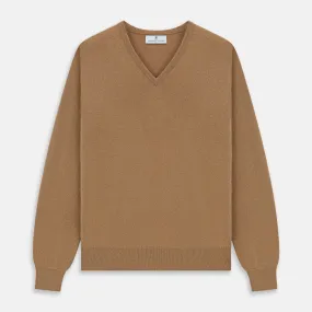 Natural V-Neck Cashmere Jumper